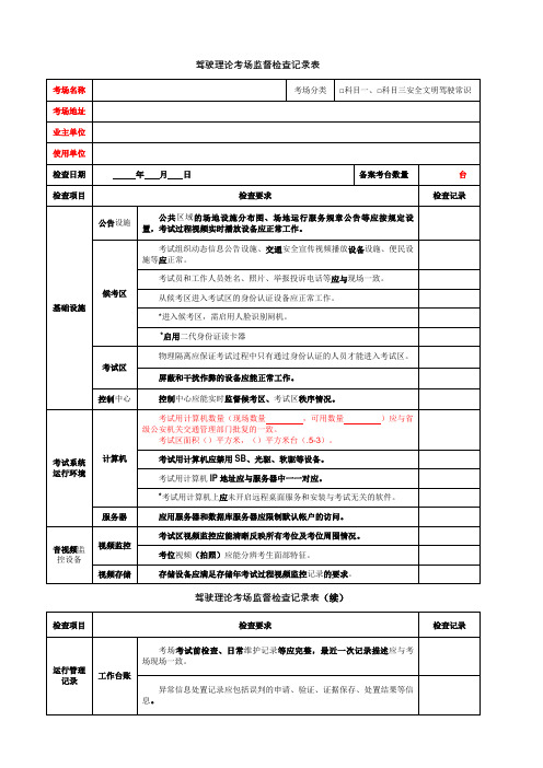 考场监督检查记录表(科目一二三)