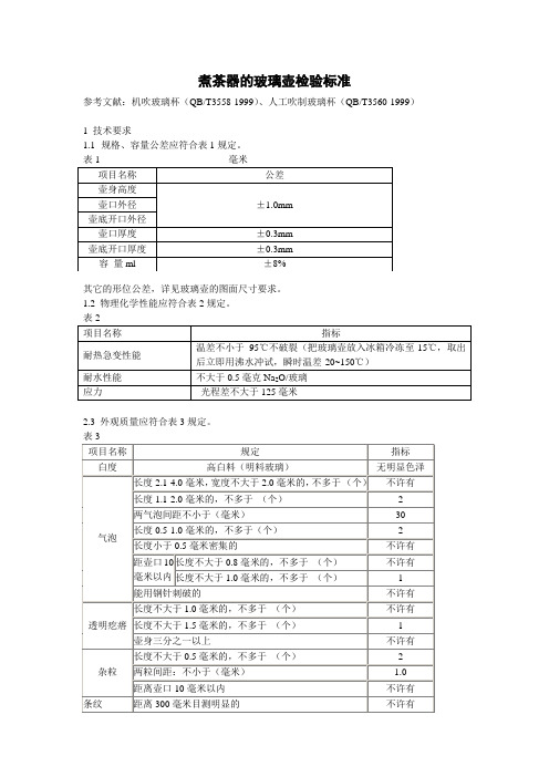 煮茶器玻璃壶标准