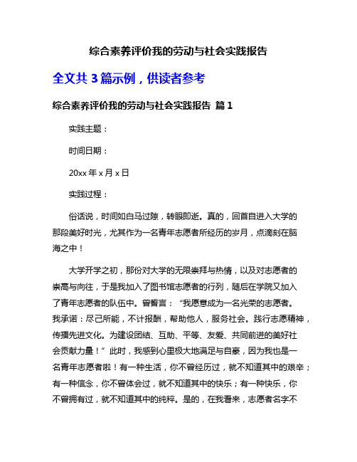 综合素养评价我的劳动与社会实践报告