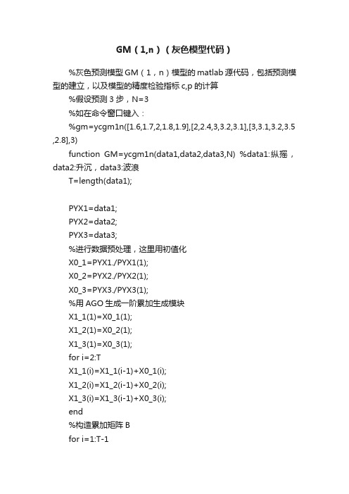 GM（1,n）（灰色模型代码）