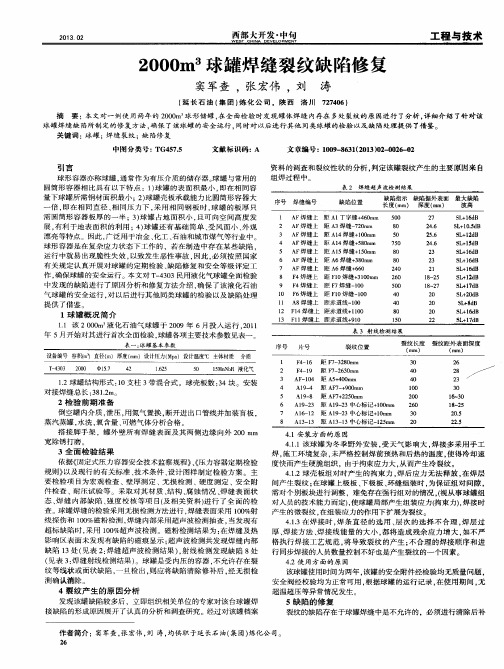 2000m3球罐焊缝裂纹缺陷修复