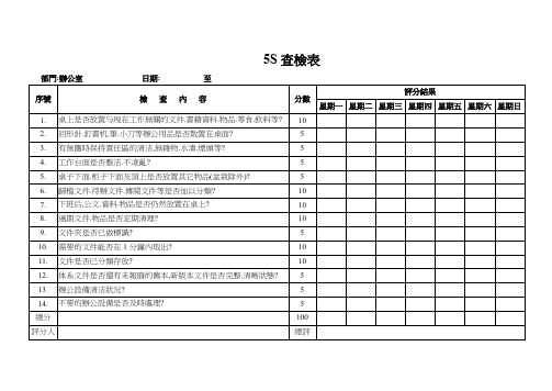 公司5S查检表