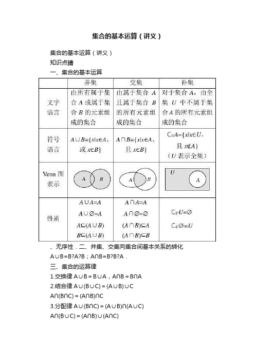 集合的基本运算（讲义）