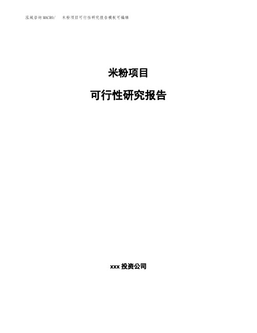 米粉项目可行性研究报告模板可编辑