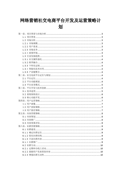 网络营销社交电商平台开发及运营策略计划