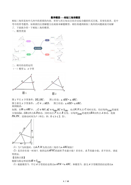 初中几何模型 专题07相似三角形模型