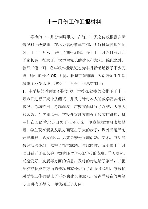 十一月份工作汇报材料 (5)