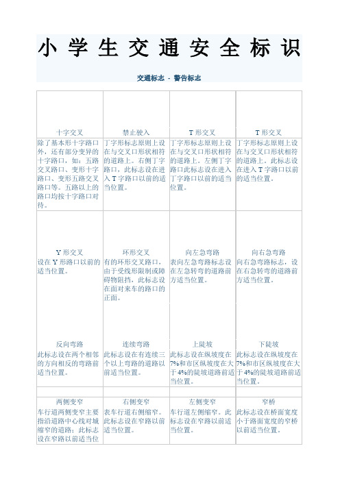 小学生交通标志交通安全标识完整版