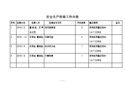 安全生产检查工作台账