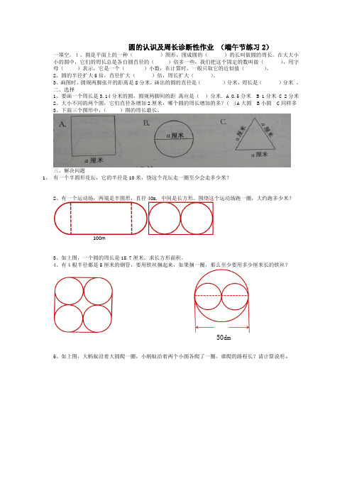 2020年度苏教版五年级下册数学试题-第六单元圆的认识及周长练习   (精品)