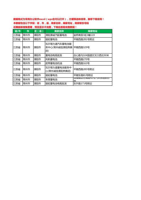 2020新版江苏省常州市溧阳市蓄电池工商企业公司商家名录名单黄页联系电话号码地址大全10家