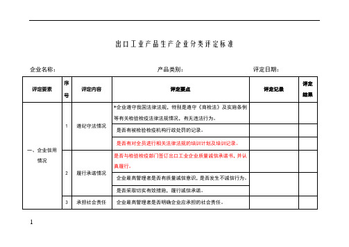 出口产品企业分类评定标准