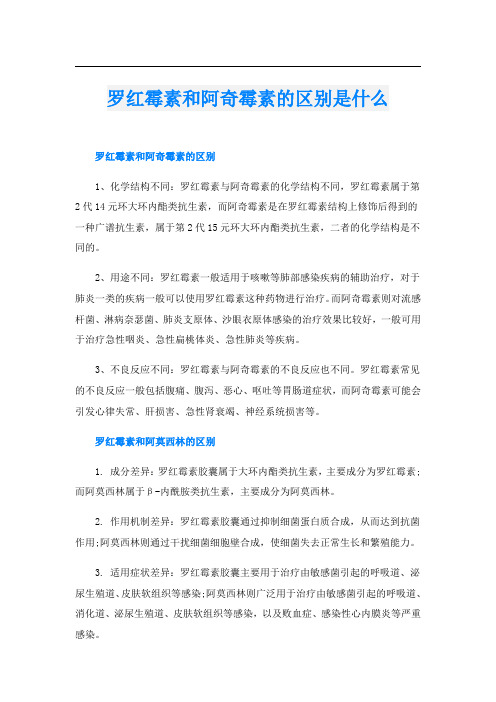 罗红霉素和阿奇霉素的区别是什么