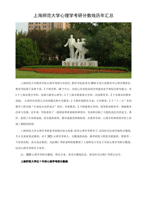 上海师范大学心理学考研分数线