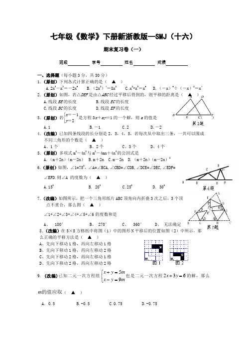 SMJ七下数学期末复习(一)