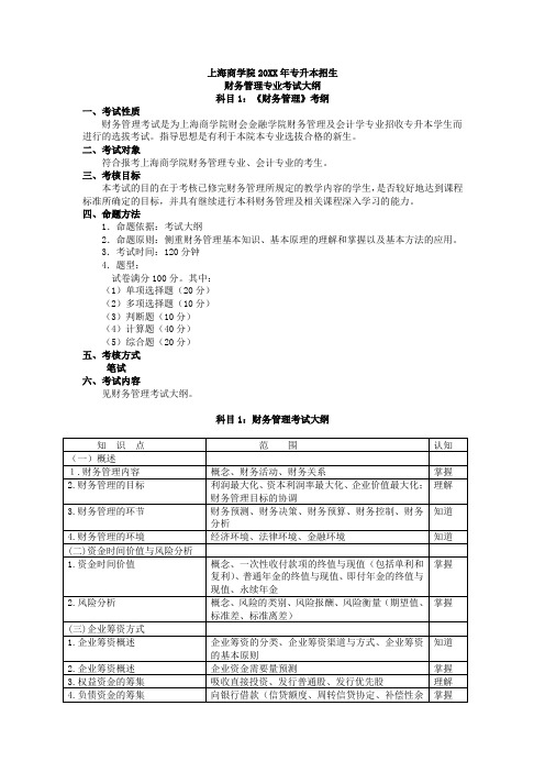 推荐下载-财务管理考试大纲001 精品