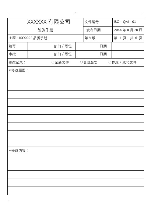 ISO9002品质手册