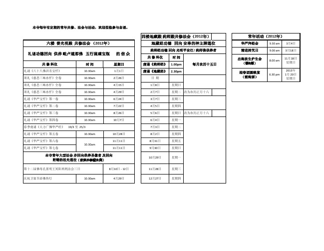 常年活动( 2012年)