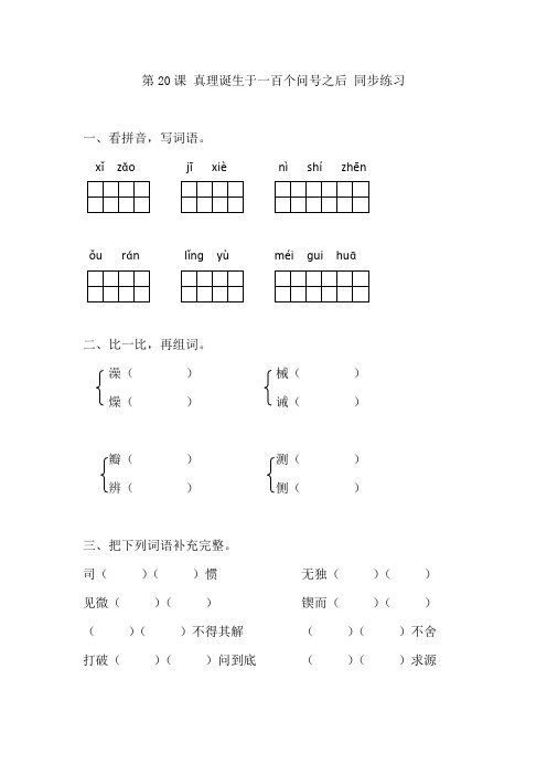 人教版六年级下册语文同步练习-20真理诞生于一百个问号之后(有答案)