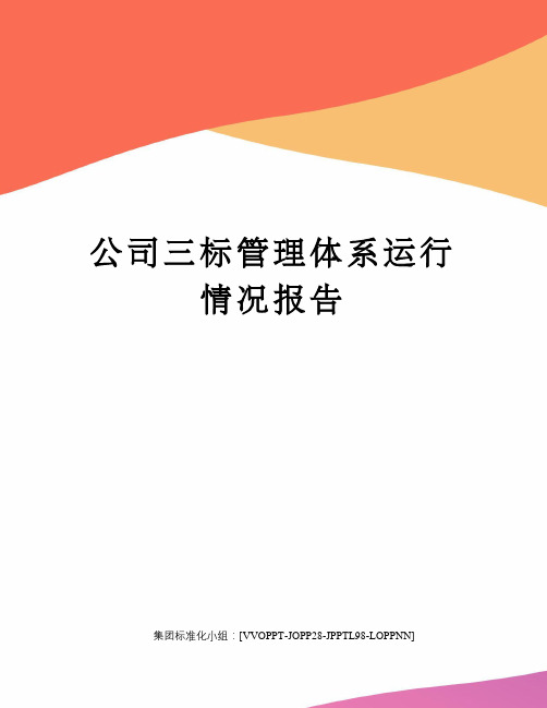 公司三标管理体系运行情况报告