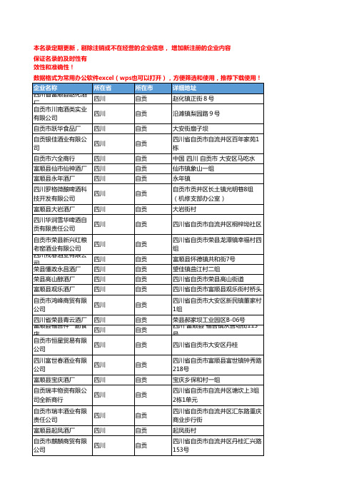 2020新版四川自贡酒类企业公司名录名单黄页联系方式大全63家