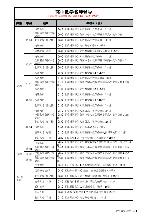 高中课程表