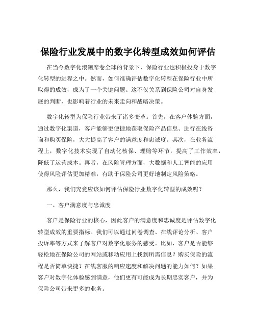 保险行业发展中的数字化转型成效如何评估