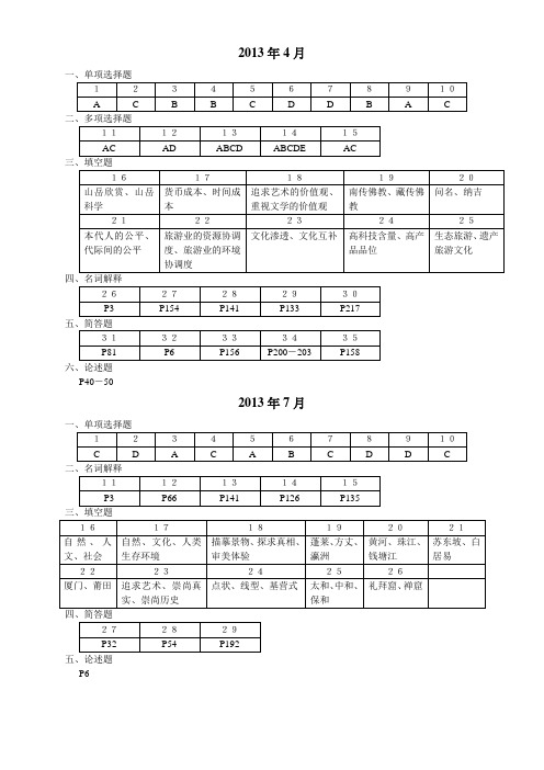 中国旅游文化试题答案