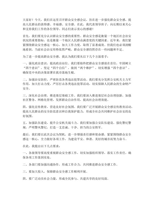 群众安全感会议领导发言稿