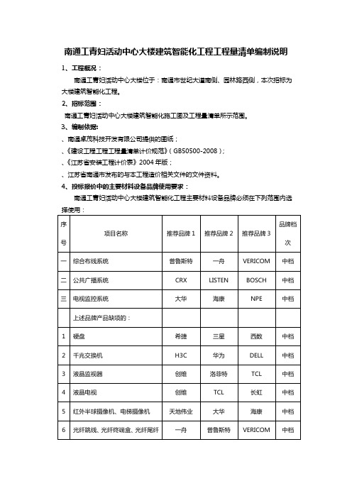 智能化-清单编制说明