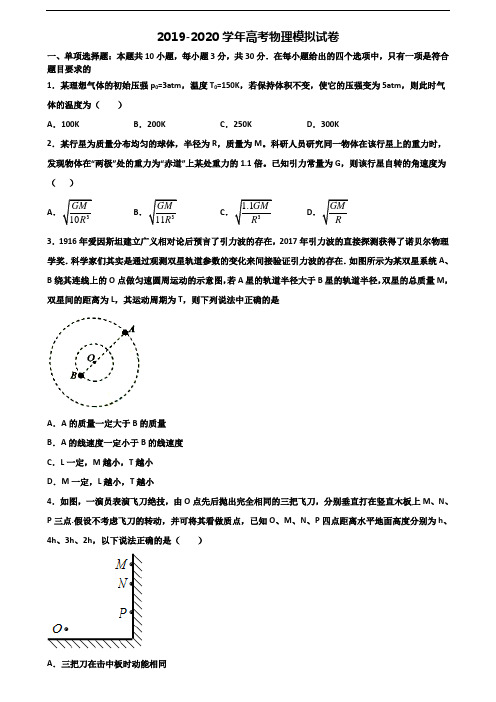 上海市松江区2020高考物理学业水平测试试题