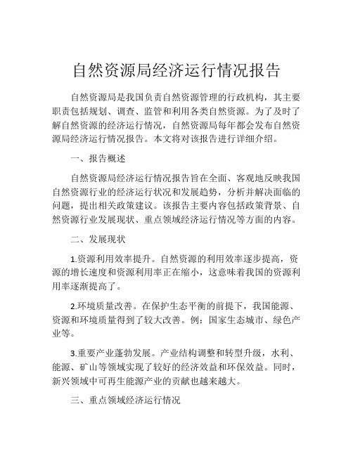 自然资源局经济运行情况报告