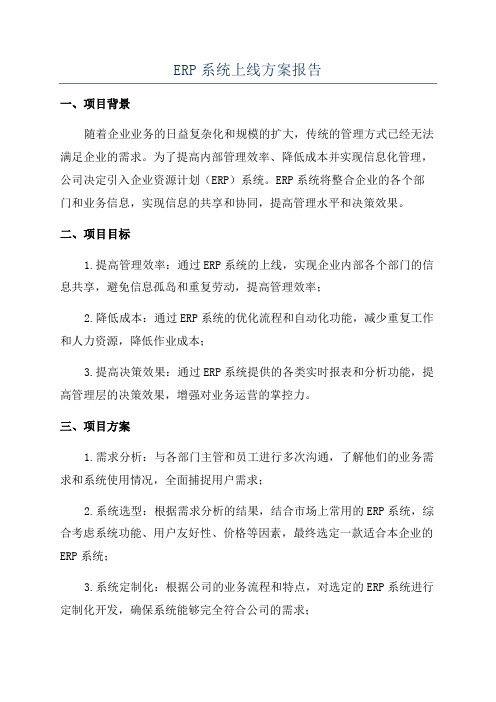 ERP系统上线方案报告