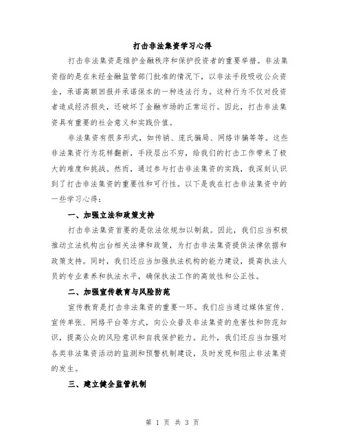 打击非法集资学习心得