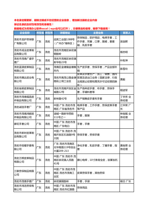 2020新版广东省茂名手套工商企业公司名录名单黄页联系方式大全748家