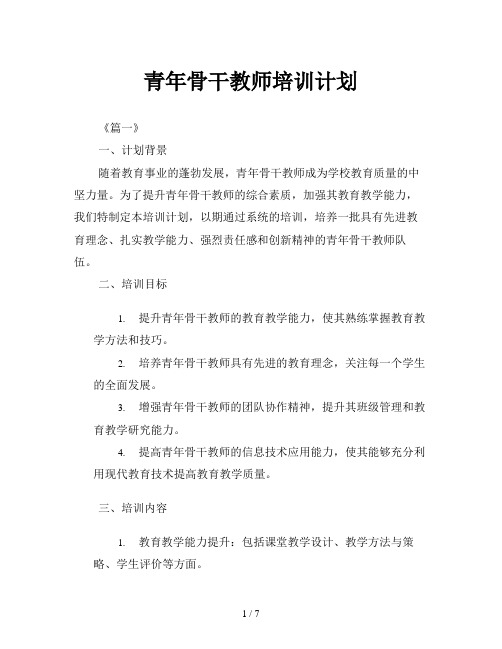 青年骨干教师培训计划