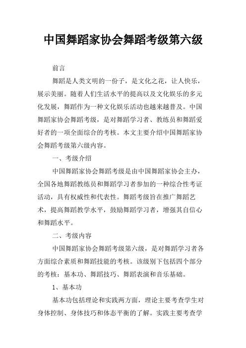 中国舞蹈家协会舞蹈考级第六级