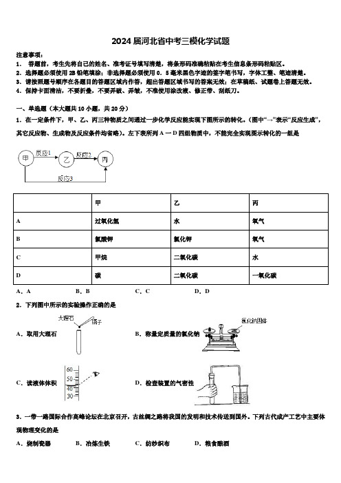 2024届河北省中考三模化学试题含解析