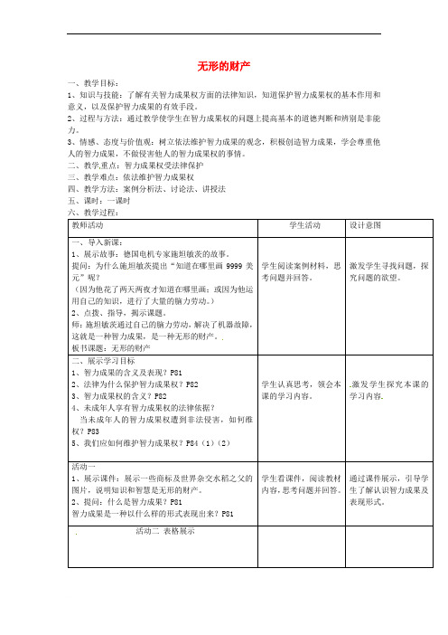 八年级政治下册 第三单元 第七课 拥有财产的权利(第3课时)教案 新人教版