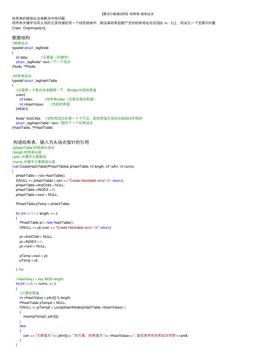 【算法与数据结构】哈希表-链地址法