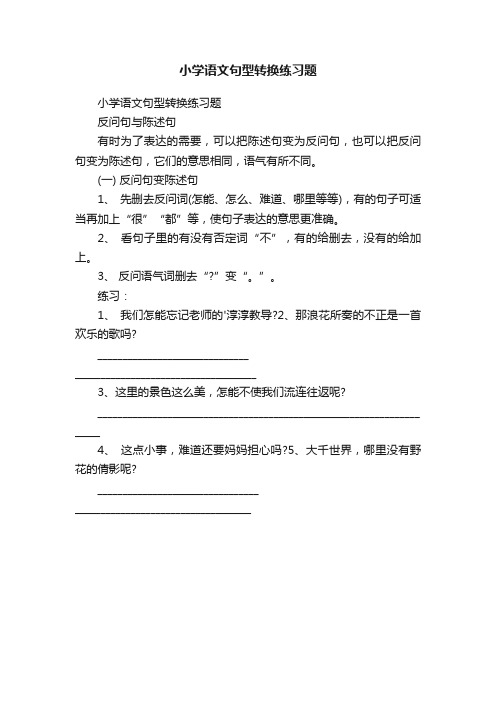 小学语文句型转换练习题