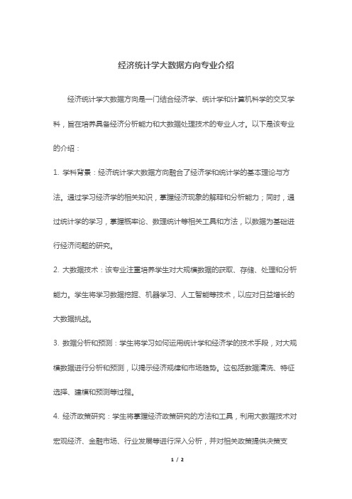 经济统计学大数据方向专业介绍