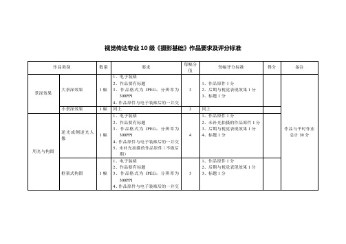 视觉摄影作品要求及评分标准