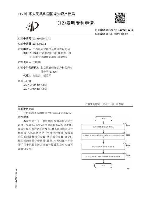 【CN110084789A】一种虹膜图像的质量评价方法及计算设备【专利】