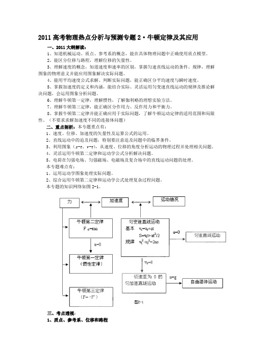 2011高考物理热点分析与预测专题2：牛顿定律及其应用