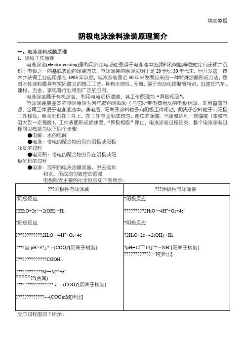 阴极电泳涂料涂装原理