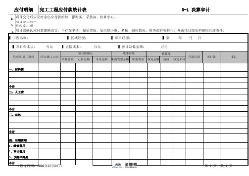 完工工程应付款统计表