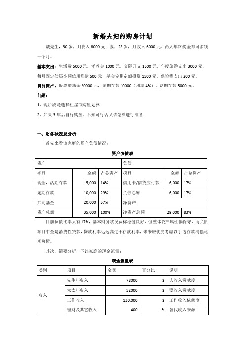 个人理财规划之买房规划案例