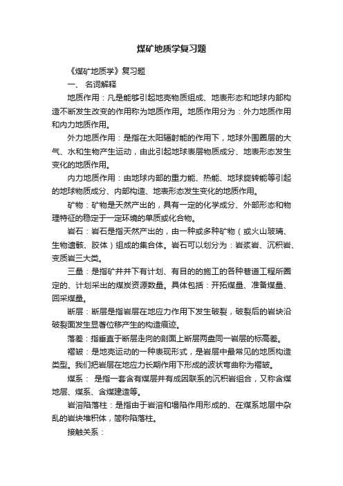 煤矿地质学复习题