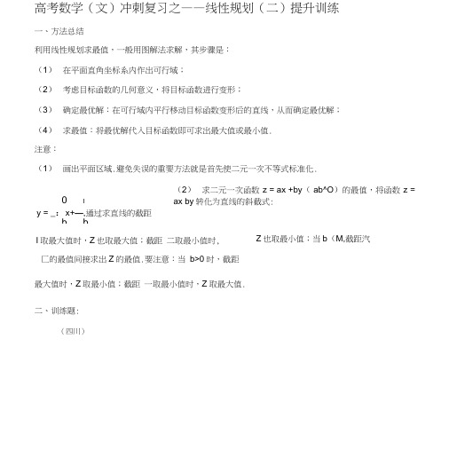 高考数学冲刺专题复习之线性规划提升训练.doc